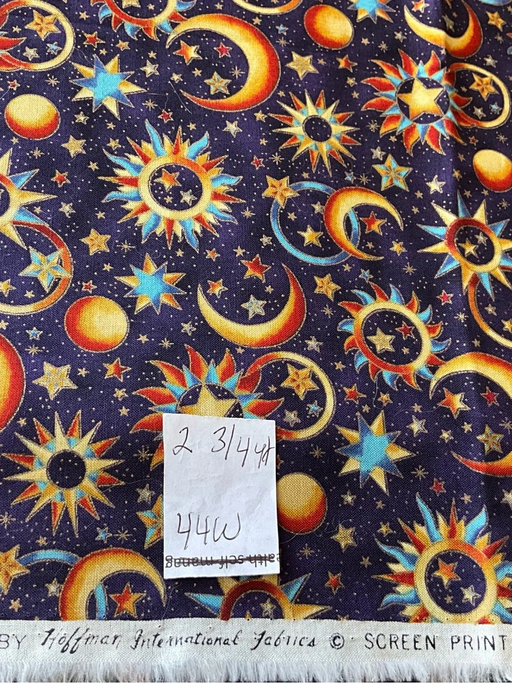 Quilting Sewing Crafts Material Lot Hoffman Fabric Celestials Moon Sun Stars